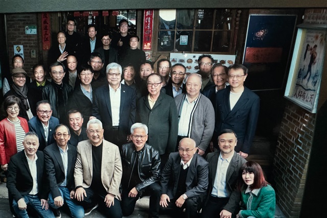 Jensen Huang and top executives from Nvidia's top supply chain players. Credit: Monica Chen