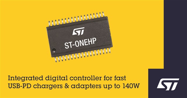 STMicroelectronics grows ST-ONE controller family for USB Power Delivery applications up to 140W